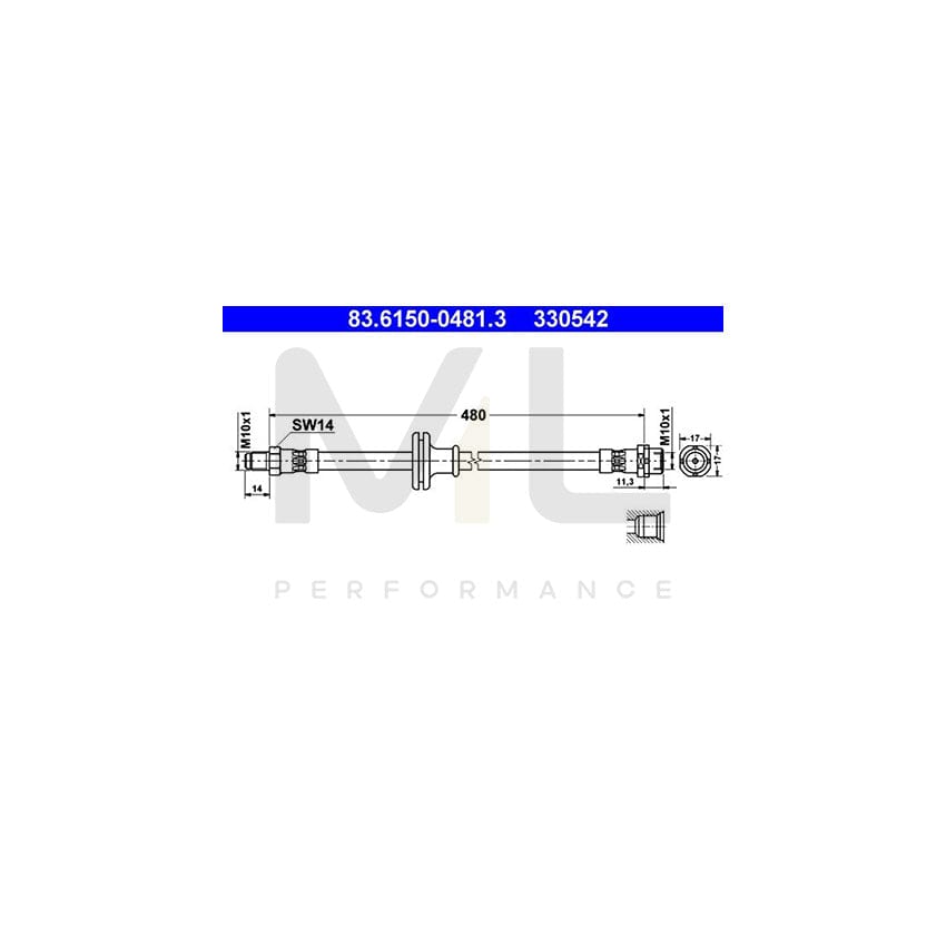 ATE 83.6150-0481.3 Brake Hose for BMW X5 (E53) 480mm, M10x1