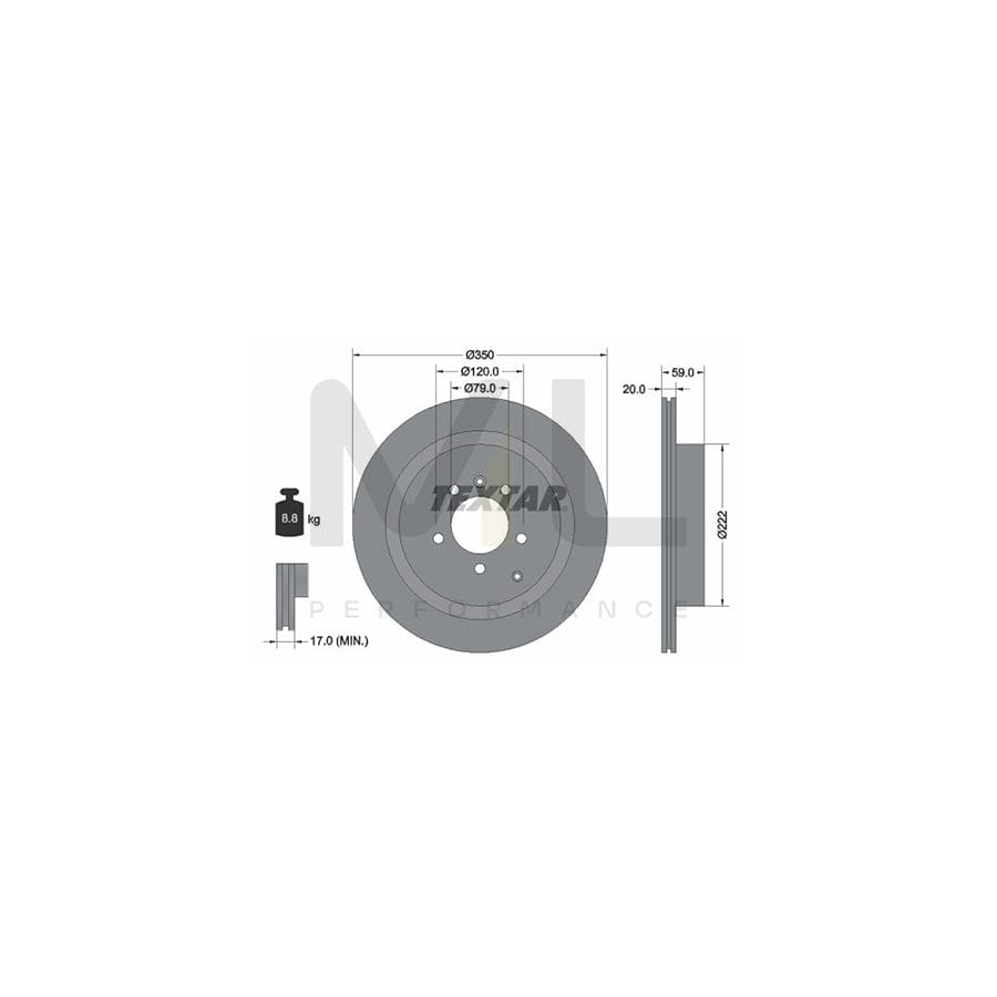 TEXTAR PRO 92147703 Brake Disc Externally Vented, Coated, without wheel hub, without wheel studs  - 1 piece