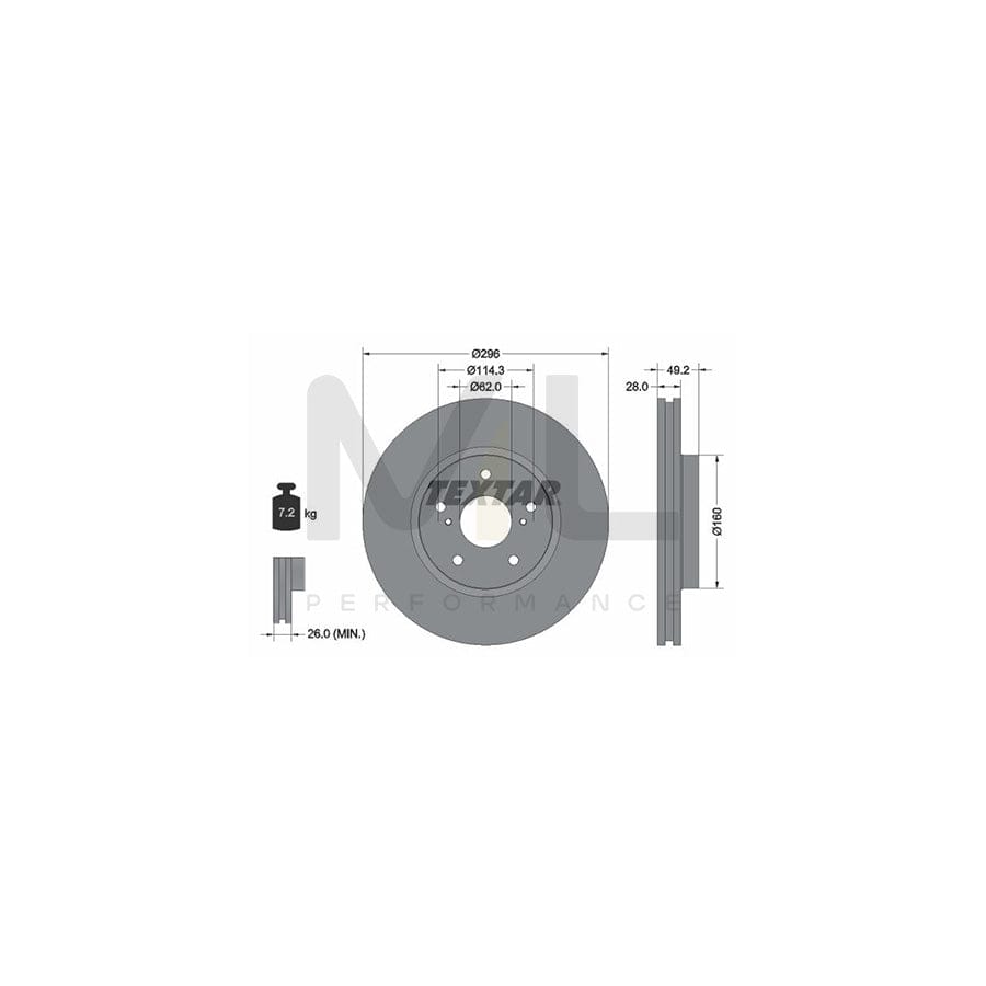 TEXTAR PRO 92174303 Brake Disc Internally Vented, Coated, without wheel hub, without wheel studs  - 1 piece
