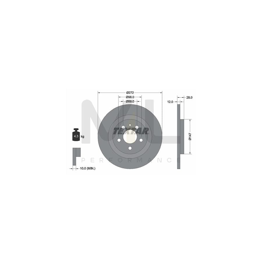 TEXTAR 92118200 Brake Disc Solid, without wheel hub, without wheel studs  - 1 piece