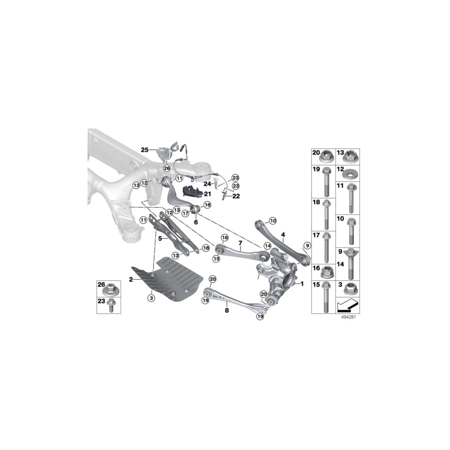Genuine BMW 33306850561 G14 G15 Wheel Carrier, Left Rear (Inc. 840i, 840dX & M850iX)