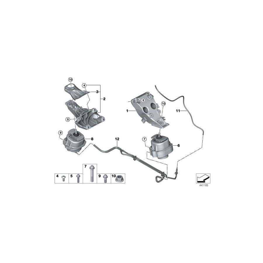 Genuine BMW 22116856182 F15 F16 Engine Supporting Bracket, Right (Inc. X6 28iX, X5 28iX & X5 40eX)