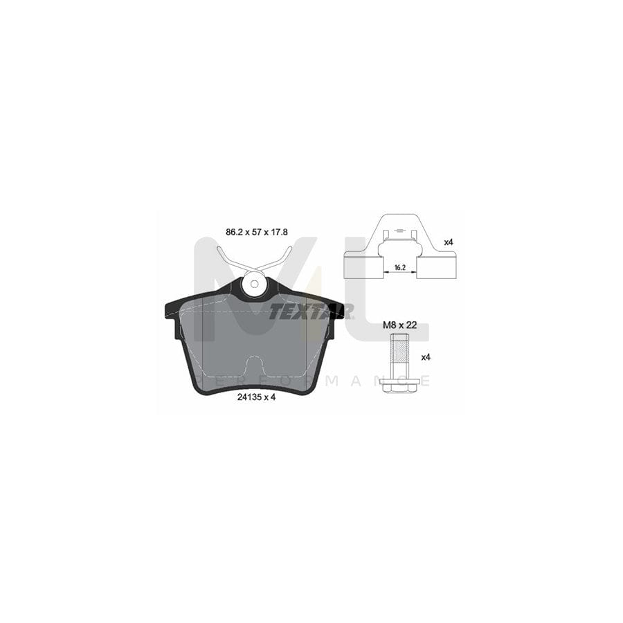 TEXTAR 2413501 Brake pad set not prepared for wear indicator