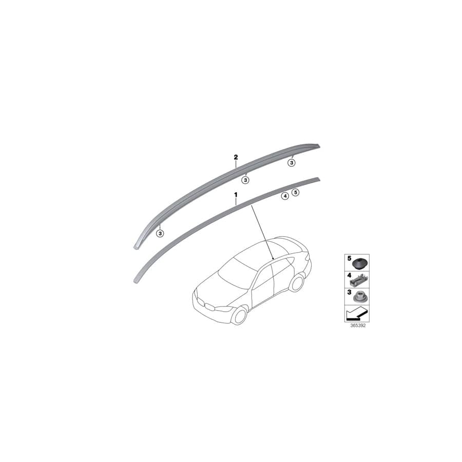 Genuine BMW 51137414232 F16 Roof Molding Prime-Coated Right (Inc. X6)