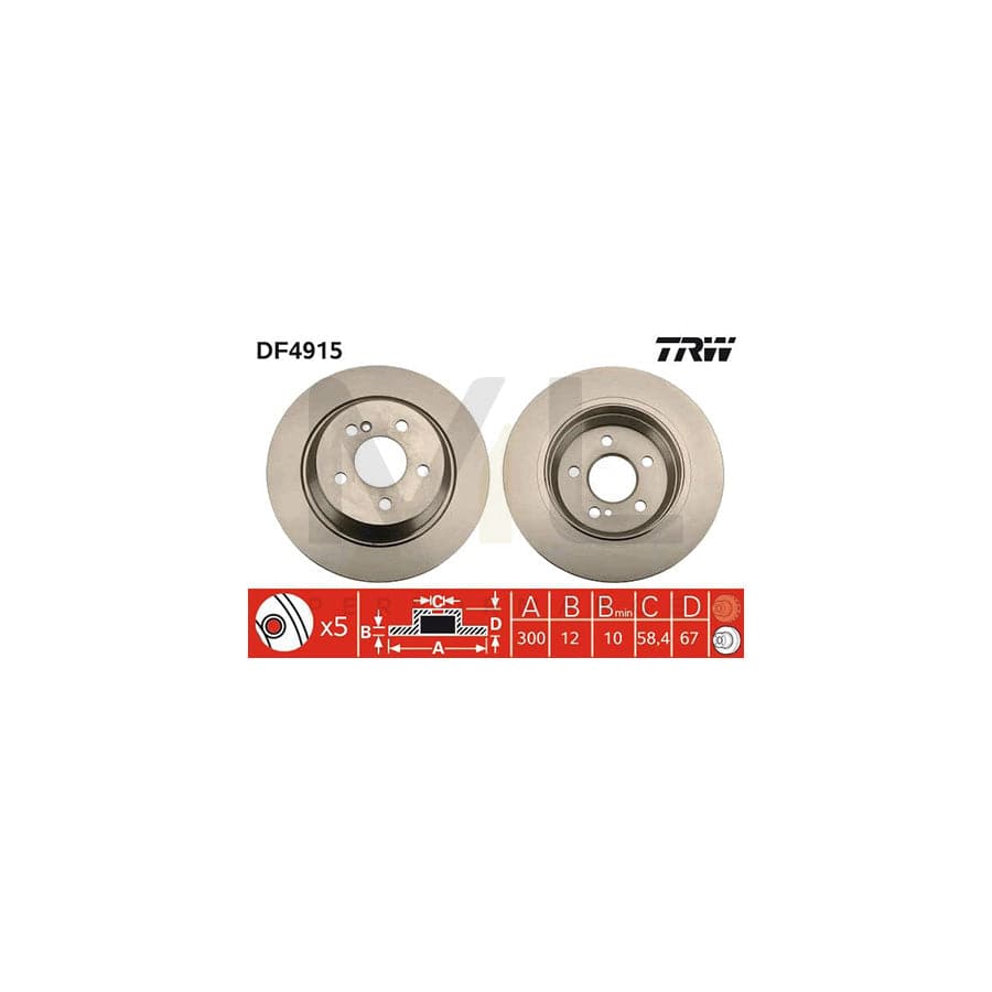 TRW DF4915 Brake Disc Solid, Painted  - 1 piece