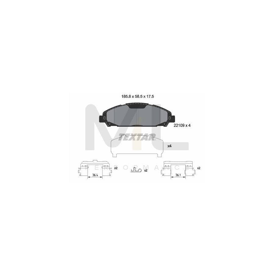 TEXTAR 2210901 Brake pad set for FORD USA MUSTANG with acoustic wear warning, with accessories