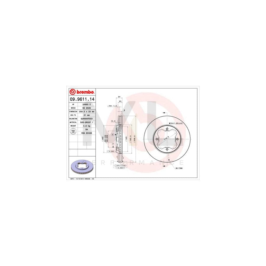 brembo-09-9611-14-brake-disc-for-rover-600-rh-internally-vented