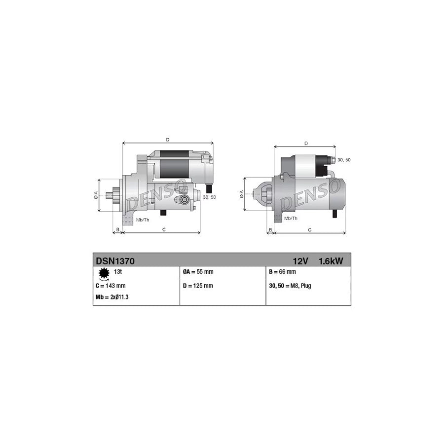 DENSO DSN1370 Starter Motor for Toyota Avensis