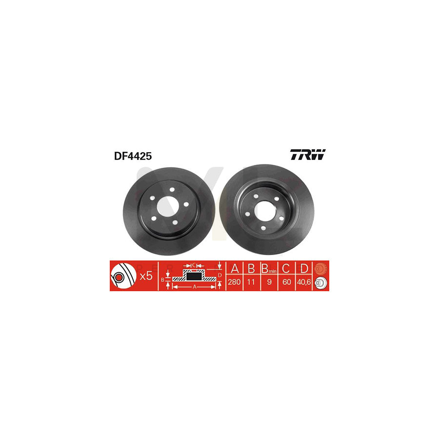 TRW DF4425 Brake Disc Solid  - 1 piece