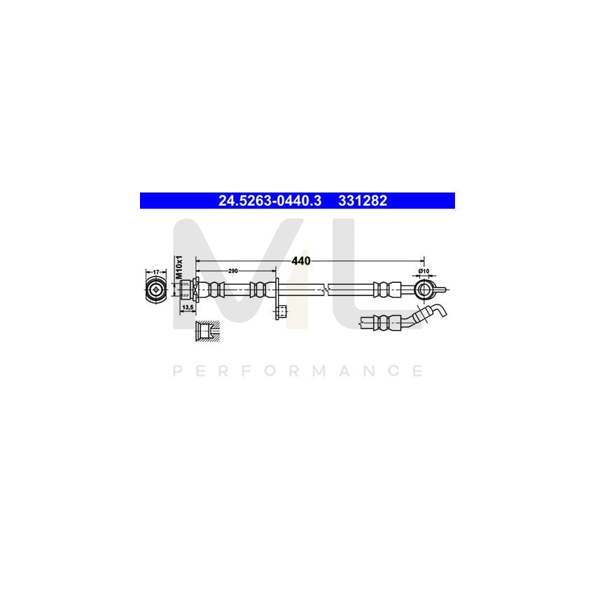 ATE 24.5263-0440.3 Brake Hose for TOYOTA Yaris I Hatchback (P1) 440mm, M10x1