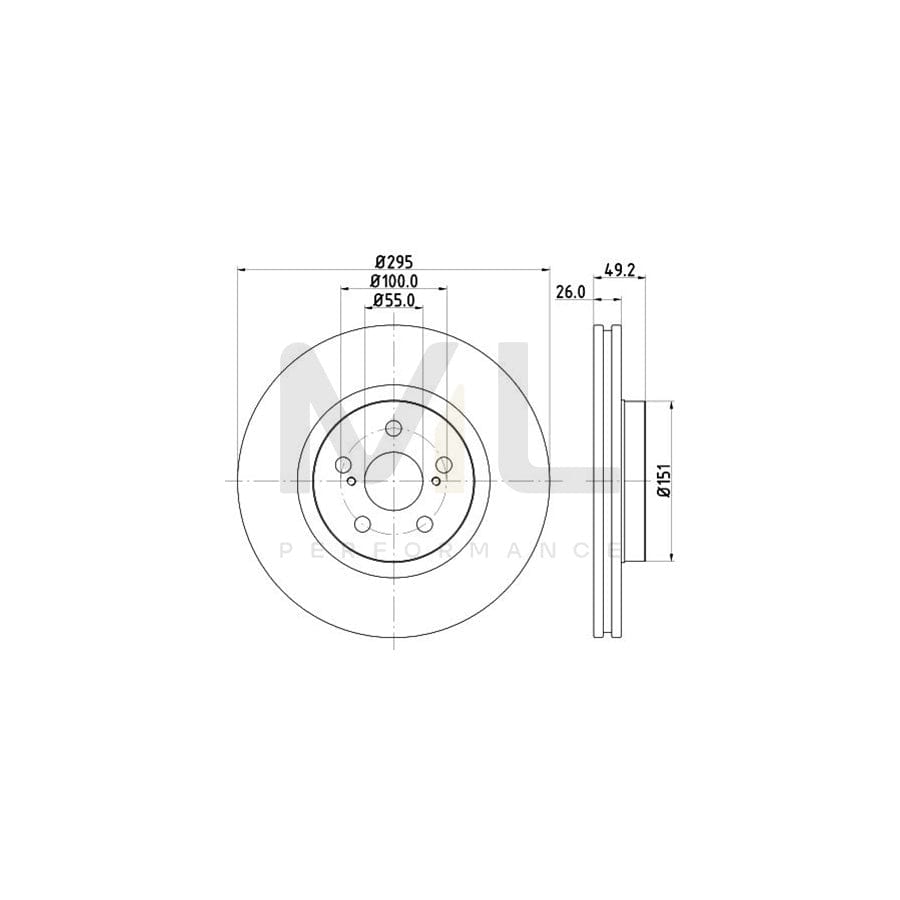 HELLA PRO 8DD 355 111-651 Brake Disc for TOYOTA AVENSIS Internally Vented, Coated, without wheel hub, without wheel studs | ML Performance Car Parts