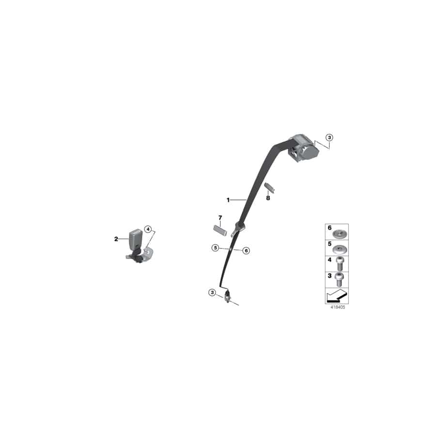 Genuine BMW 72117311129 F33 F83 Upper Belt Rear Left VENETOBEIGE (Inc. 430iX, 435i & 435iX)
