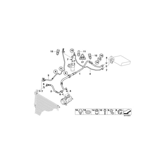 Genuine BMW 64536909237 E85 Dryer-Expansion Valve Pipe (Inc. Z4 2.2i, Z4 2.0i & Z4 2.5i)