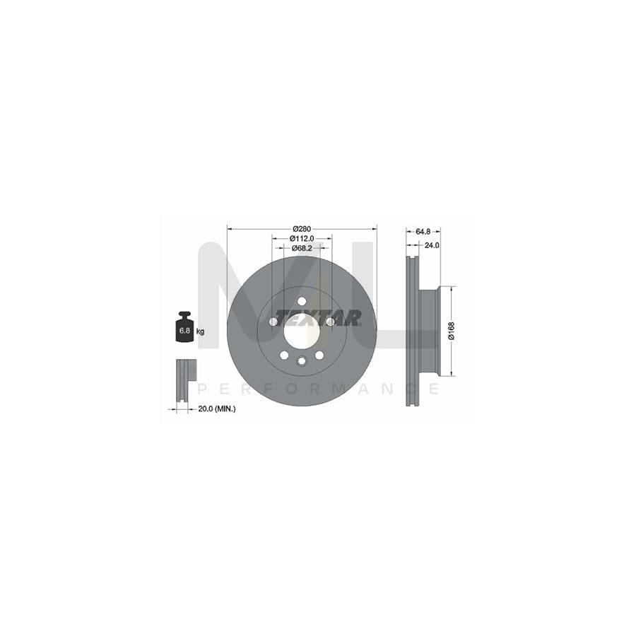 TEXTAR 92056000 Brake Disc Internally Vented, without wheel hub, without wheel studs  - 1 piece