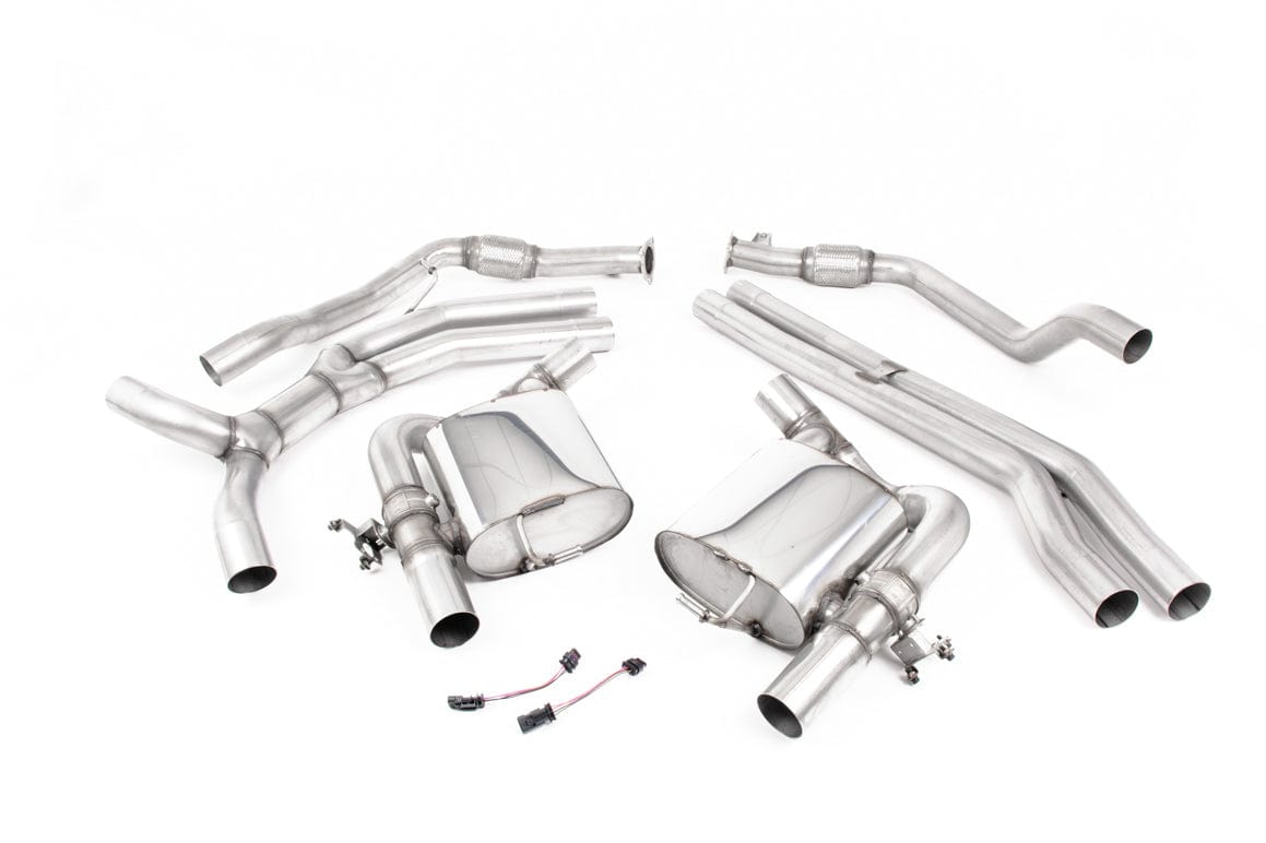 MillTek SSXAU998 Audi RS5 Non-Resonated (Race) Cat-Back Exhaust with Polished Oval Trims