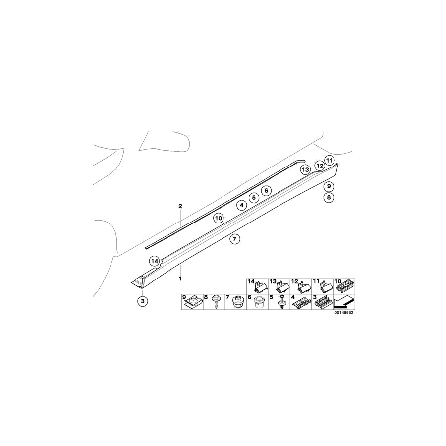 Genuine BMW 51717148546 E65 Door Sill Cover, Primed Right (Inc. 740i, 745d & Alpina B7)