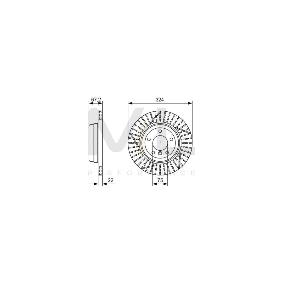 BOSCH 0 986 479 A78 Brake Disc Slotted / Perforated, Vented, Coated, High-carbon, with bolts/screws | ML Performance Car Parts