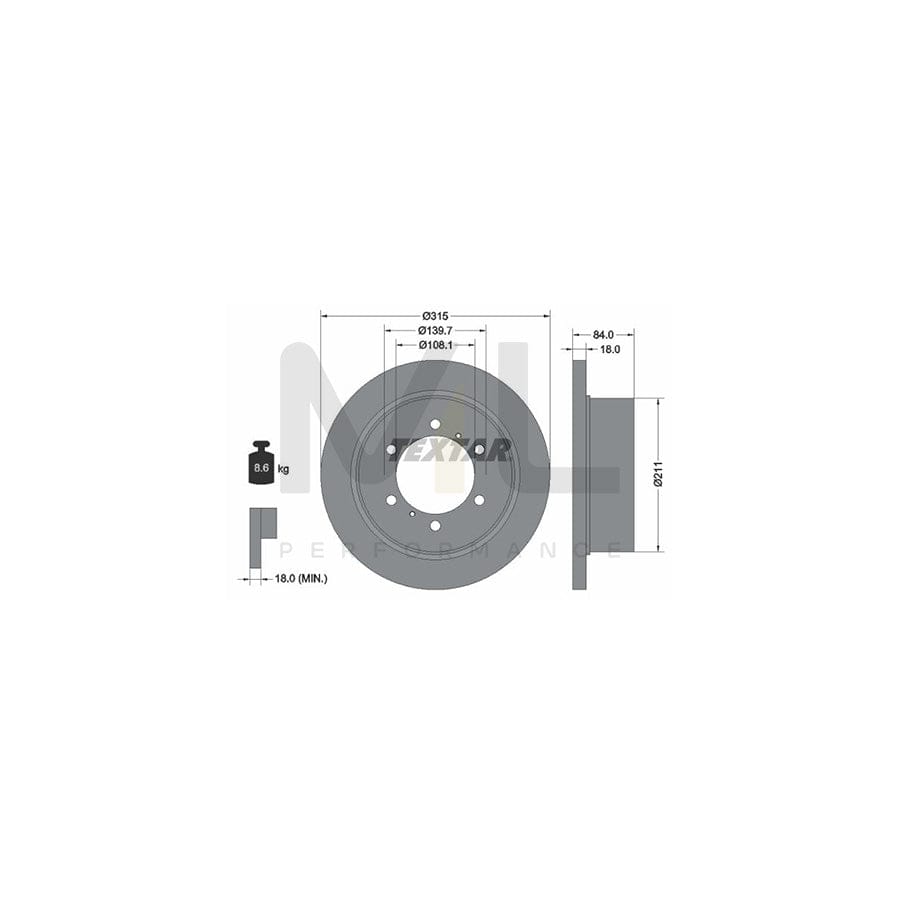 TEXTAR 92093100 Brake Disc Solid, without wheel hub, without wheel studs  - 1 piece
