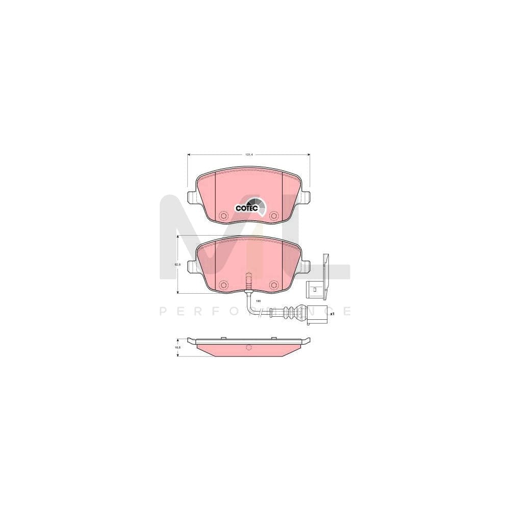 TRW Cotec Gdb1472 Brake Pad Set Incl. Wear Warning Contact