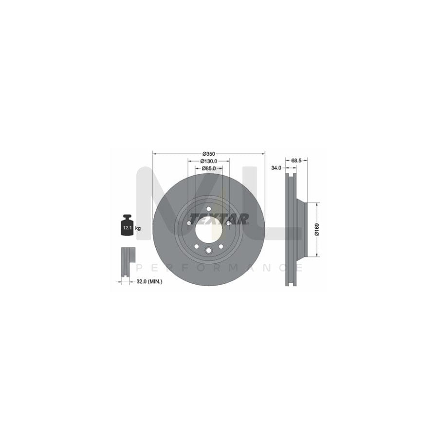 TEXTAR 92121800 Brake Disc Internally Vented, without wheel hub, without wheel studs