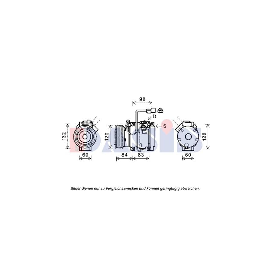 AKS Dasis 851968N Compressor, Air Conditioning for Mitsubishi Pajero / Shogun III (V60)