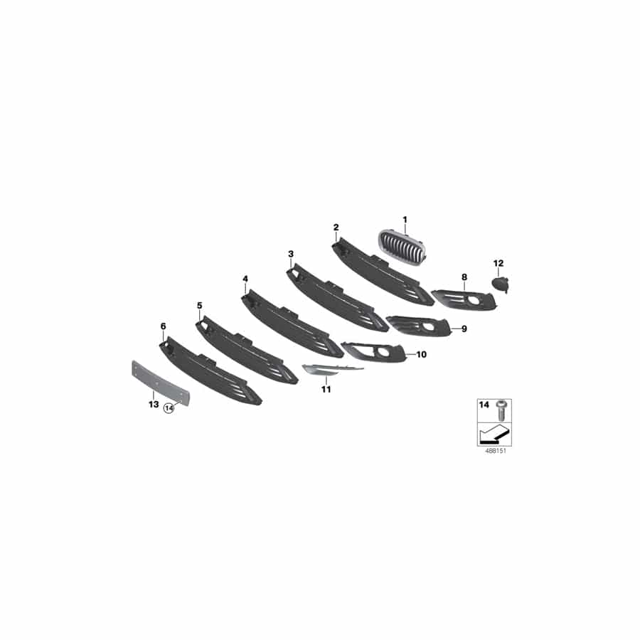 Genuine BMW 51137300544 F45 F46 Grille, Front, Right (Inc. 220d, 218d & 225i)