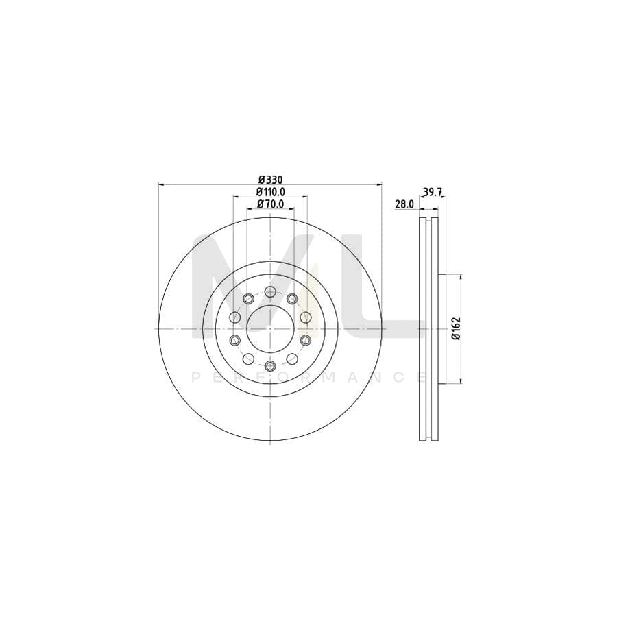 HELLA PRO 8DD 355 116-651 Brake Disc Internally Vented, Coated, without wheel hub, without wheel studs | ML Performance Car Parts