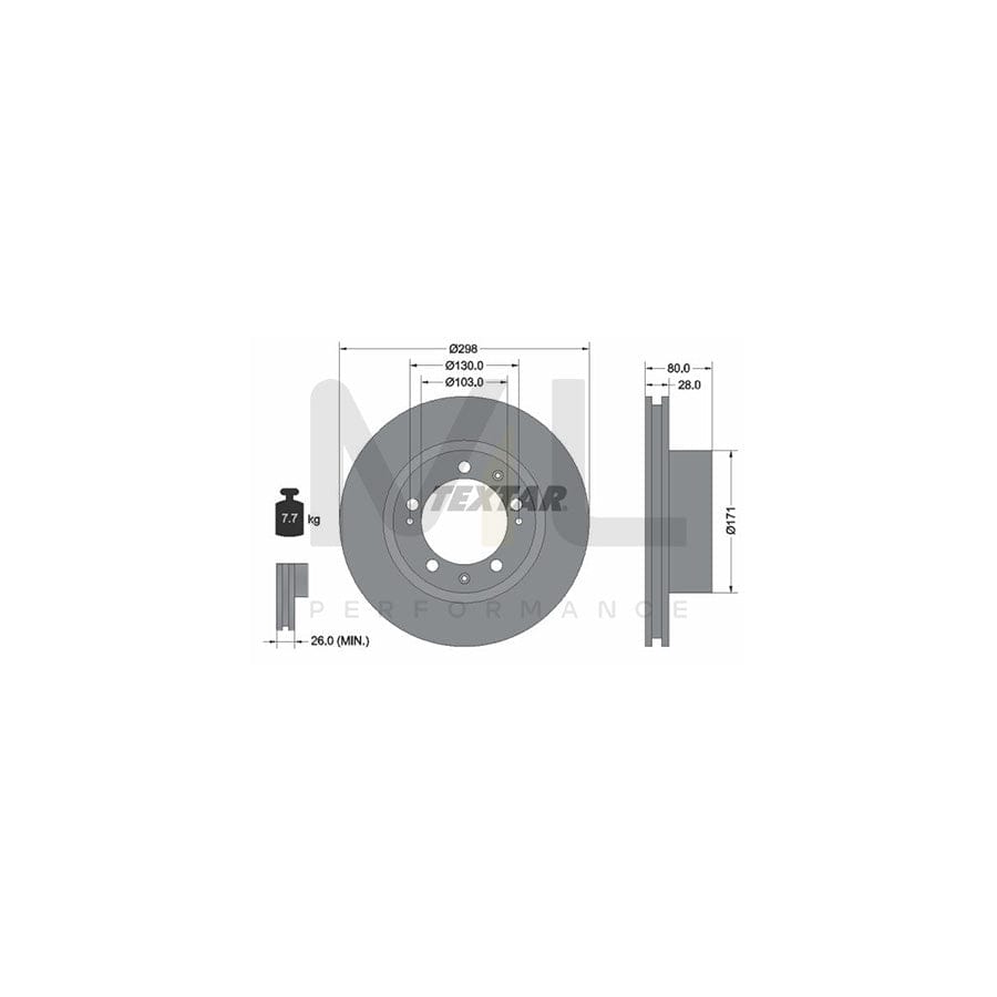 TEXTAR 92064600 Brake Disc for PORSCHE 911 Internally Vented, without wheel hub, without wheel studs  - 1 piece
