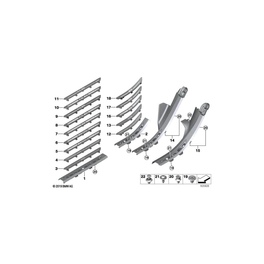 Genuine BMW 51477953939 G06 G05 G07 Cover Strip, Entrance Front Left MOKKA (Inc. X6)