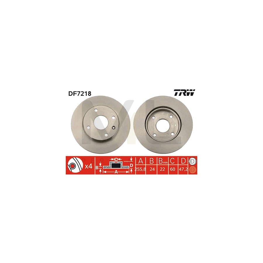 TRW DF7218 Brake Disc Vented, Painted  - 1 piece