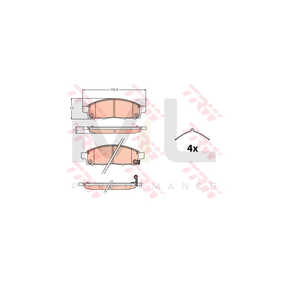 TRW Gdb2124 Brake Pad Set For Mitsubishi L200 / Triton V Pickup (Kj, Kk, Kl) With Acoustic Wear Warning