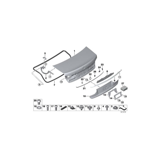 Genuine BMW 51137483263 G11 G12 Trunk Lid Grip (Inc. 750iX, M760iX & 740LdX)