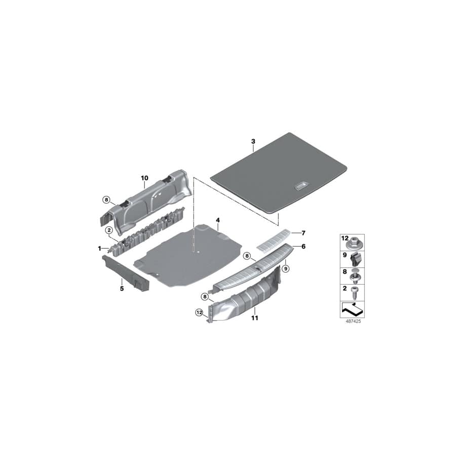 Genuine BMW 51477944936 F39 Trim Panel, Cross Member, Trunk (Inc. X2 M35iX, X2 25dX & X2 18d)