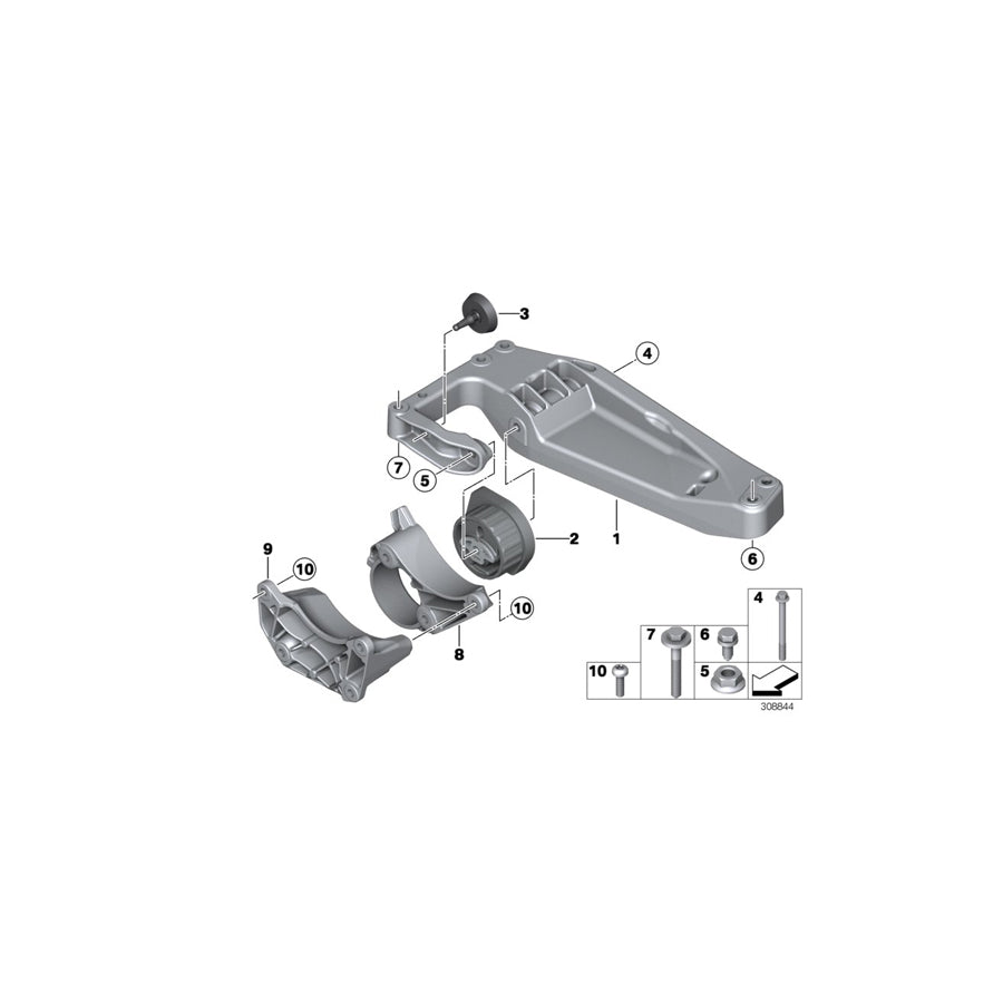 Genuine BMW 22316874818 F15 F16 F25 Transmission Mounting Bracket, Rear (Inc. X5 25d, X3 18d & X6 35i)