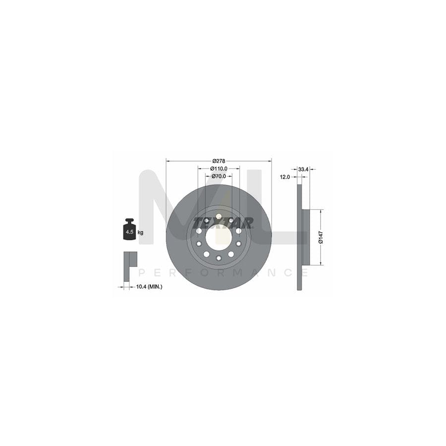 TEXTAR 92326503 Brake Disc Solid, Coated, without wheel hub, without wheel studs  - 1 piece
