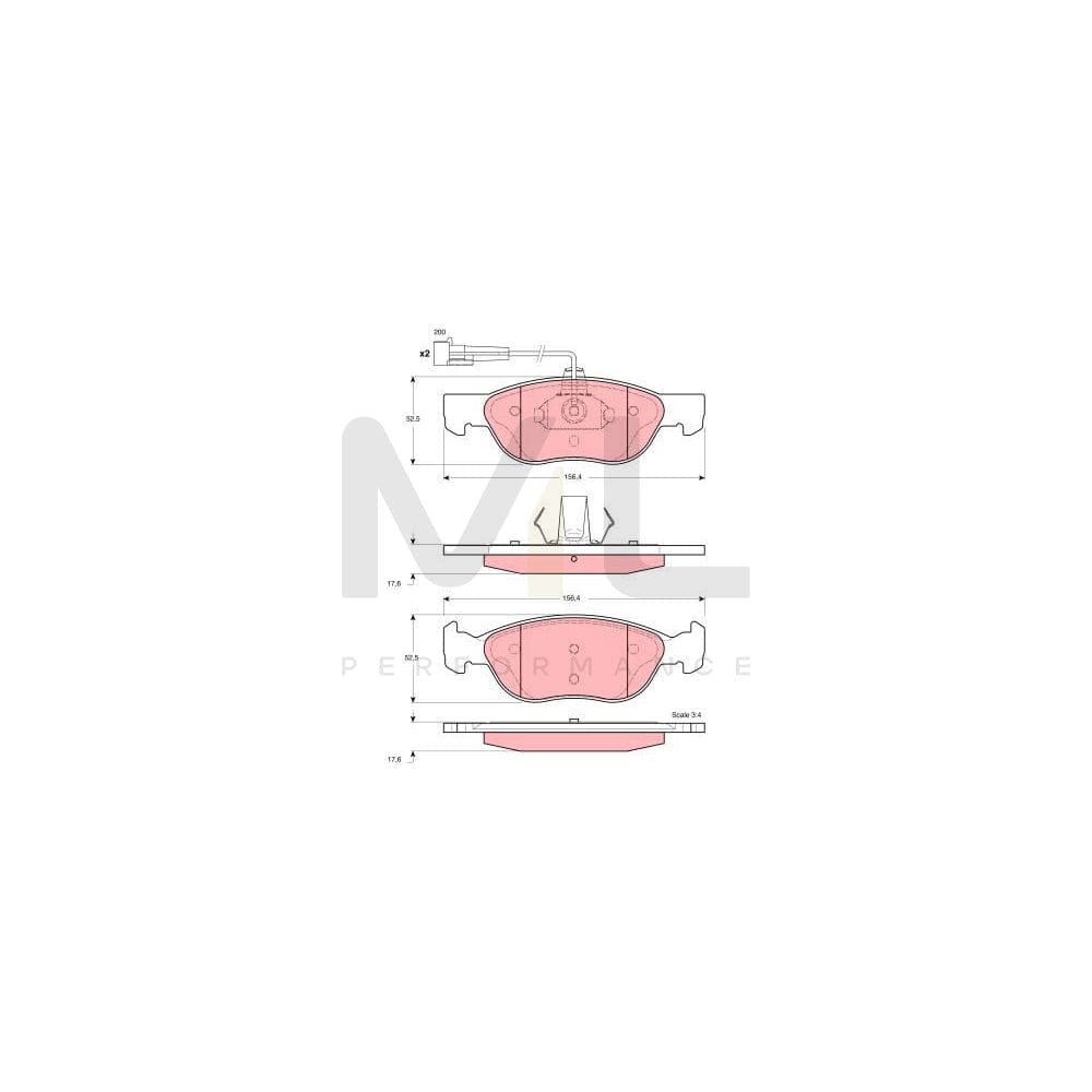 TRW Gdb1364 Brake Pad Set For Alfa Romeo 145 (930) Incl. Wear Warning Contact
