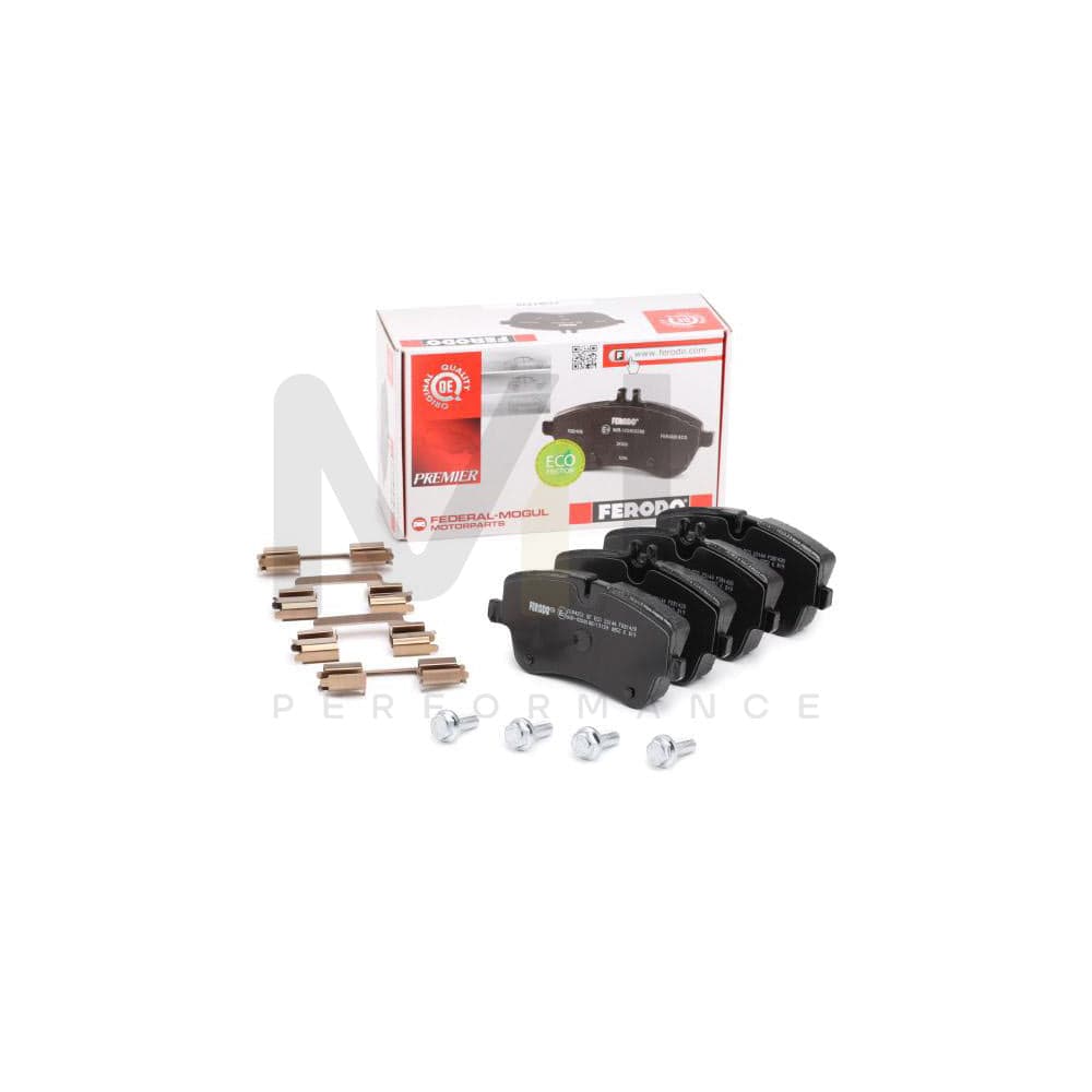 Ferodo Premier Eco Friction FDB1428 Brake Pad Set Prepared for Wear Indicator, With Bracket, With Brake Caliper Screws, With Accessories