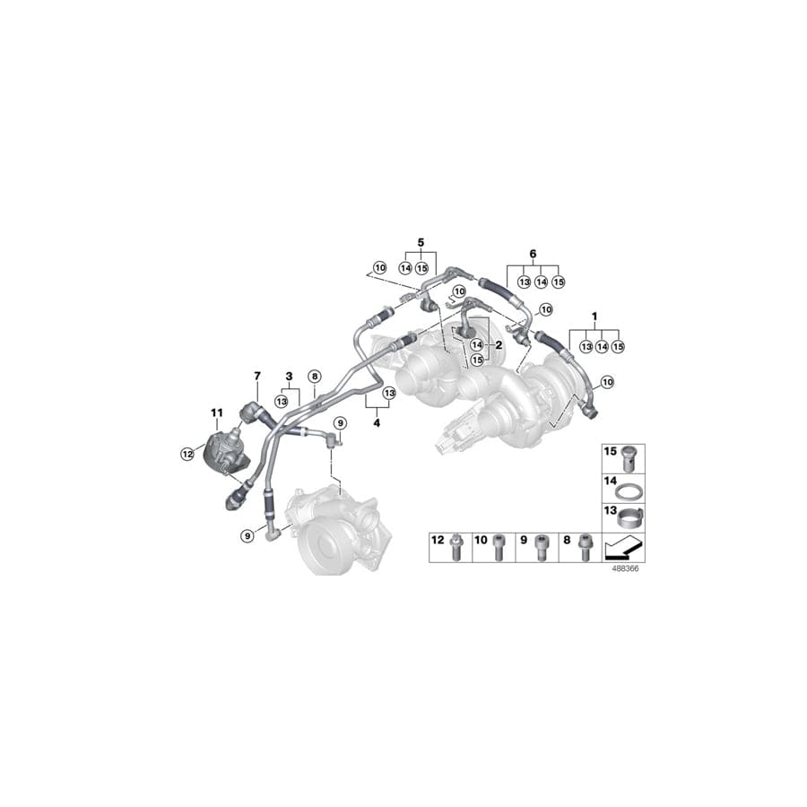 Genuine BMW 11538092599 F92 F93 F90 Coolant Line, Turbocharger Supply Line CYL. 5-8 (Inc. M5 & M8)