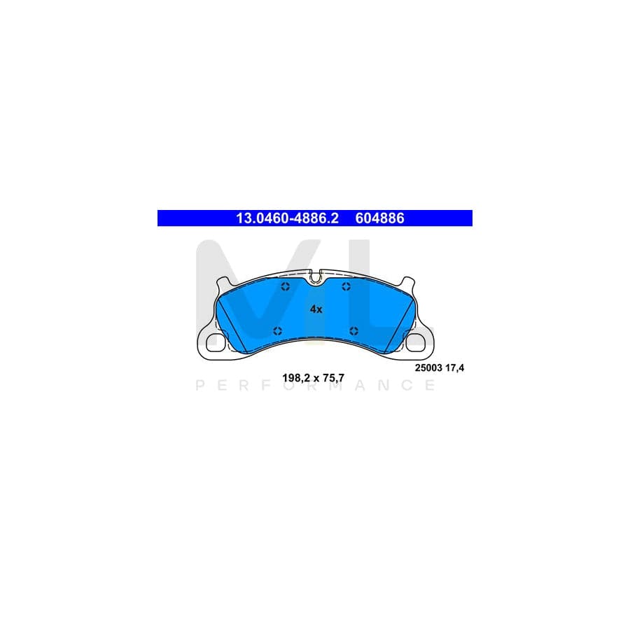 ATE 13.0460-4886.2 Brake pad set for PORSCHE 911 excl. wear warning contact, prepared for wear indicator