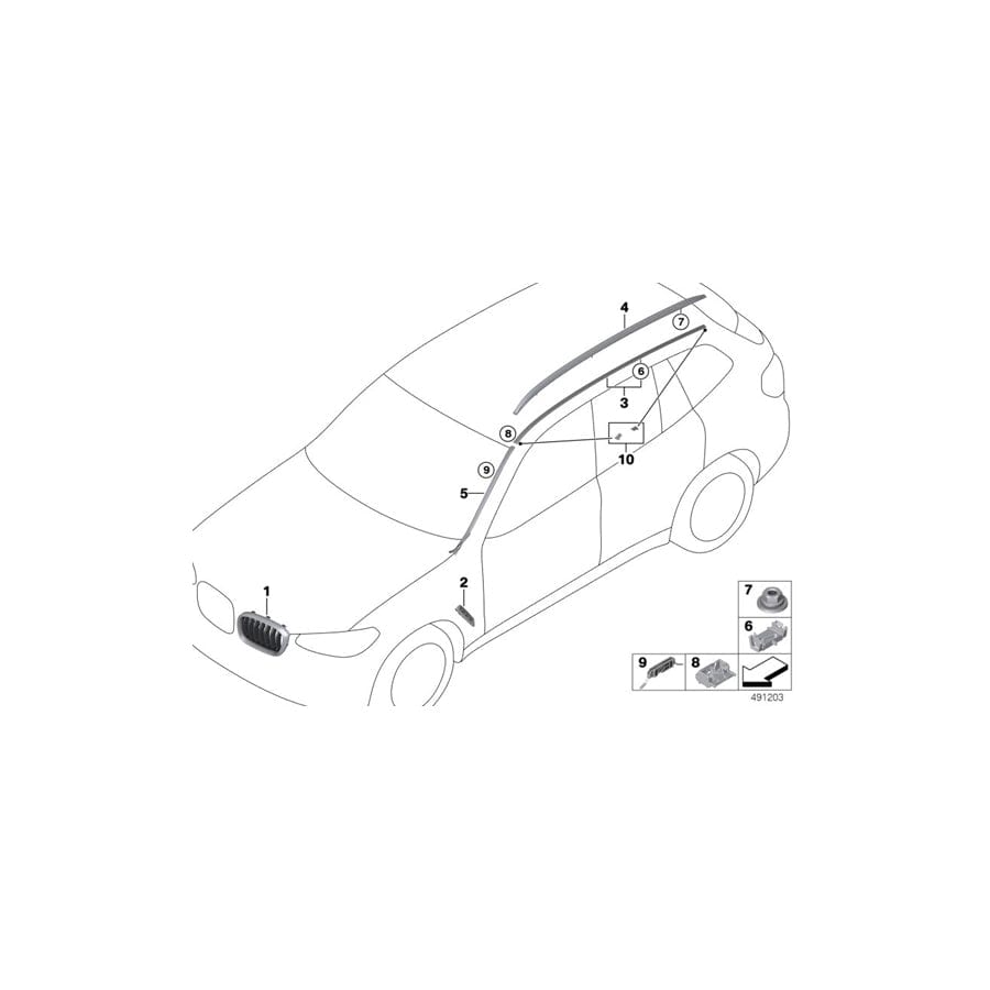 Genuine BMW 51137441016 Clip For Roof Trim Strip (Inc. X3)