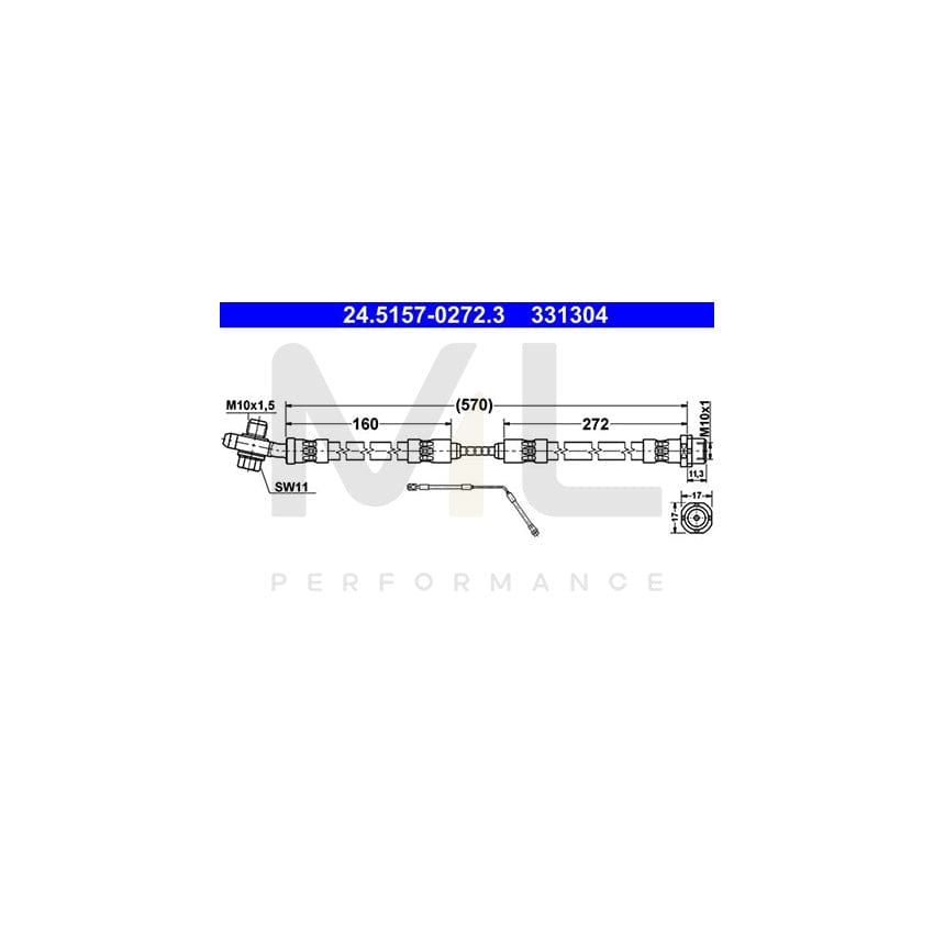 ATE 24.5157-0272.3 Brake Hose for BMW X5 (E53) 272mm, M10x1