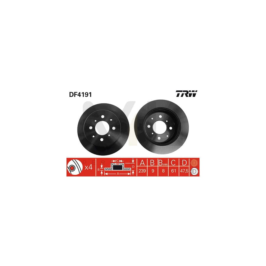 TRW DF4191 Brake Disc Solid, Painted  - 1 piece