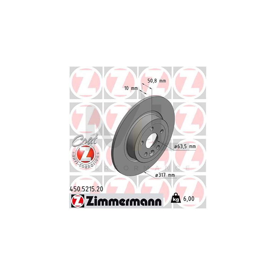 ZIMMERMANN COAT Z 450.5215.20 Brake Disc for LAND ROVER RANGE ROVER EVOQUE Solid, Coated, High-carbon  - 1 piece