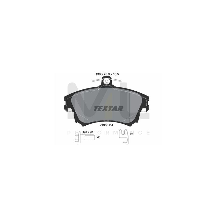 TEXTAR 2198304 Brake pad set with acoustic wear warning, with brake caliper screws