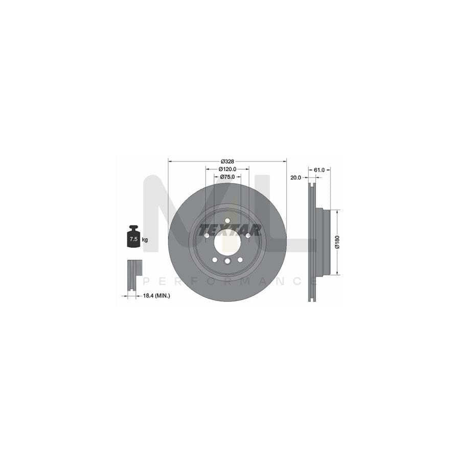 TEXTAR 92074904 Brake Disc Externally Vented, High-carbon, without wheel hub, without wheel studs  - 1 piece