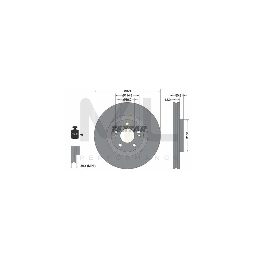 TEXTAR 92221700 Brake Disc for HYUNDAI ix55 (EN) Internally Vented, without wheel hub, without wheel studs  - 1 piece