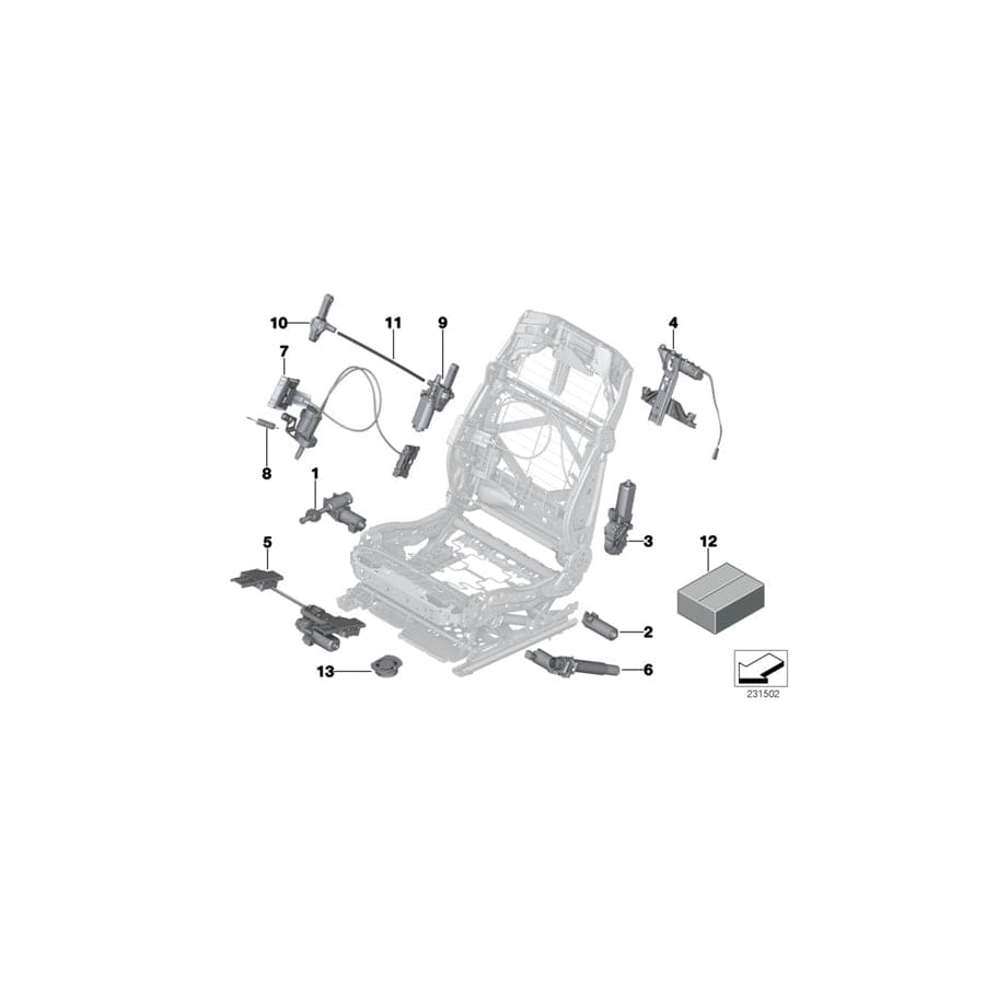 Genuine BMW 52109168759 F01 F11 F07 Drive, Seat Angle Adjustment Left (Inc. 535i, 520i & 530dX)