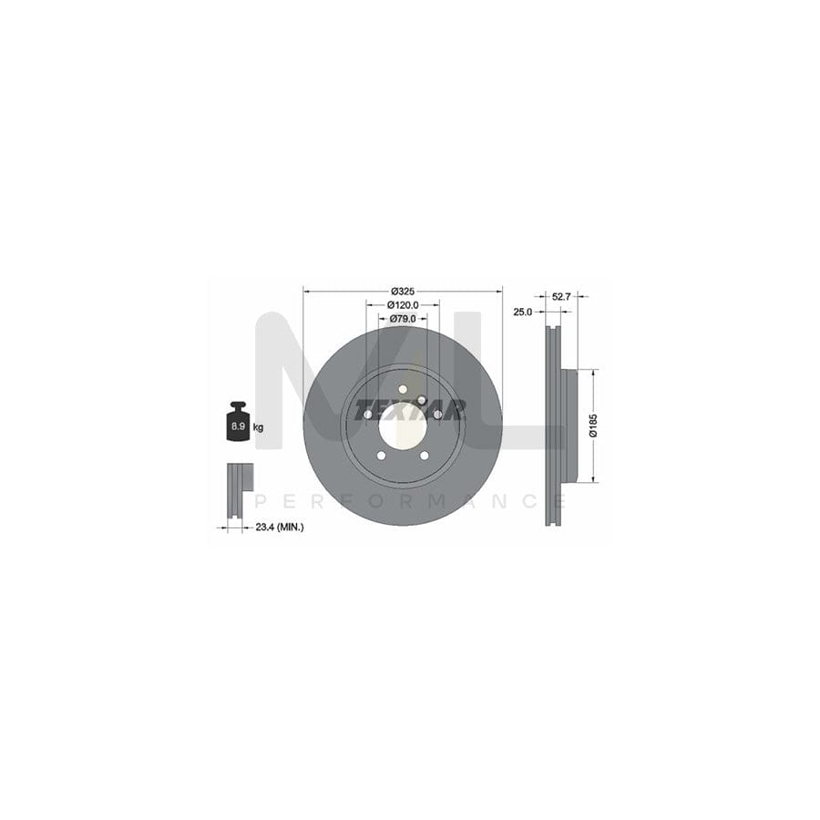 TEXTAR PRO 92106903 Brake Disc Internally Vented, Coated, without wheel hub, without wheel studs  - 1 piece