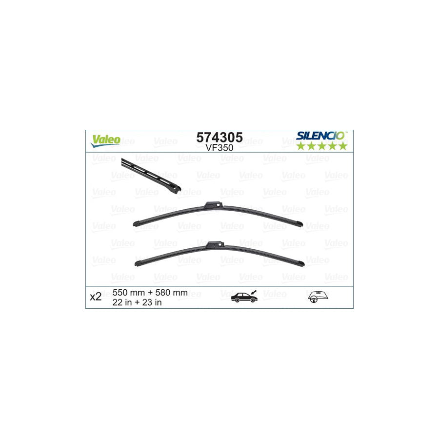 Valeo Silencio Flat Blade Set, Silencio X.Trm 574305 Wiper Blade For Audi A4