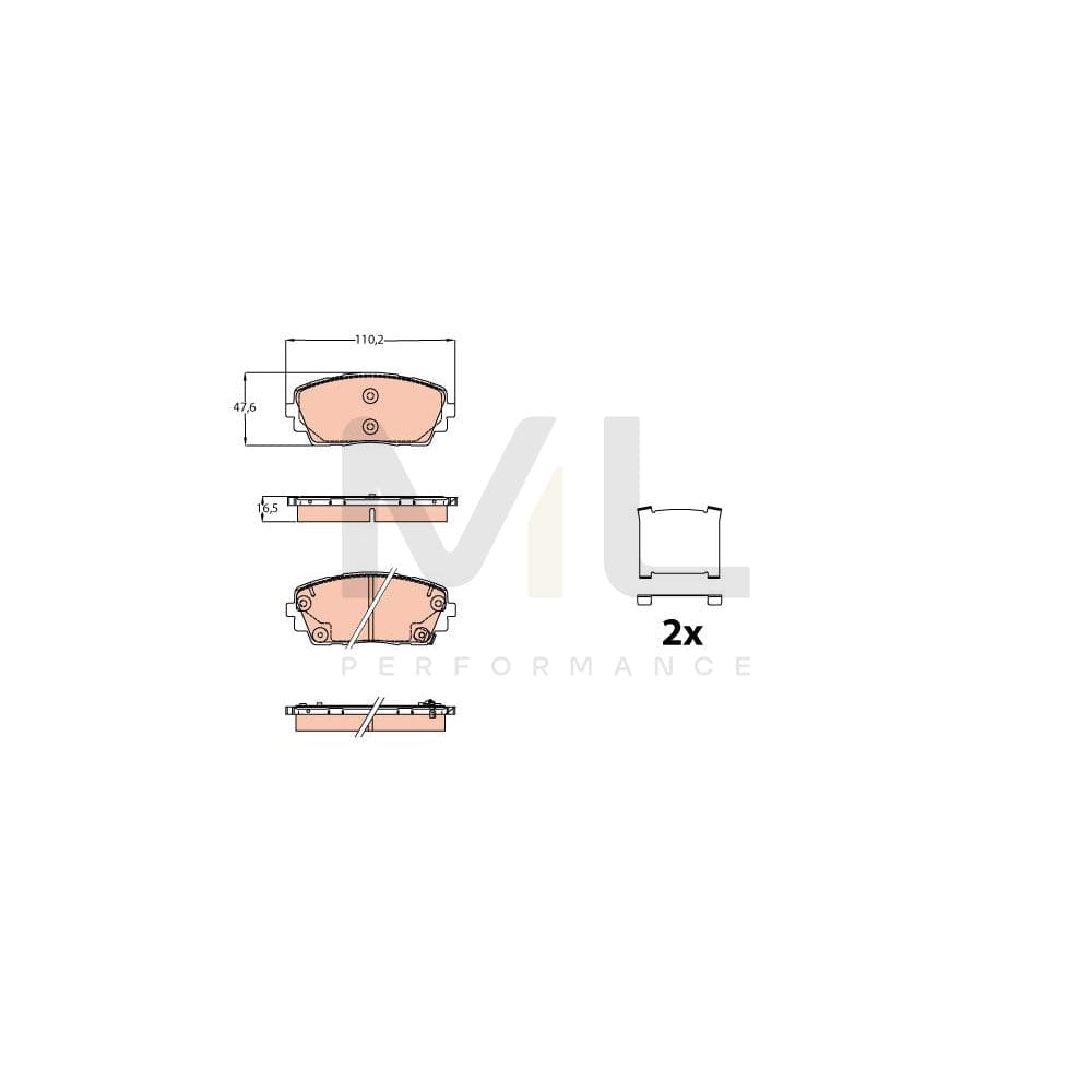 TRW Gdb2160 Brake Pad Set For Kia Picanto Ii (Ta) With Acoustic Wear Warning, With Accessories